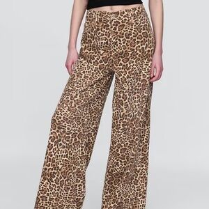 GAP Leopard Print Wide-Leg Pants Mid-rise